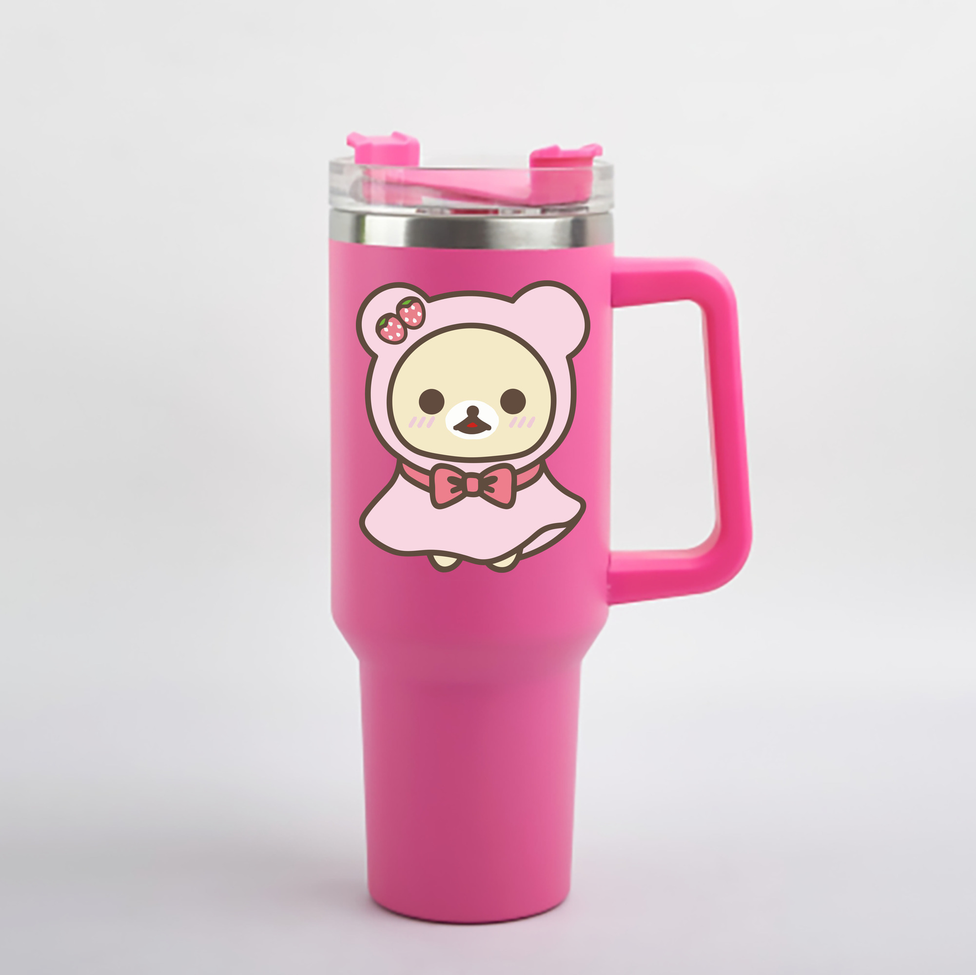 （画像用） リラックマ リラックマ キイロイトリ Rilakkuma Korilakkuma Kiiroitori 1200mL車用タンブラー - クリスタルステッカー（プラスチックストロー付き）